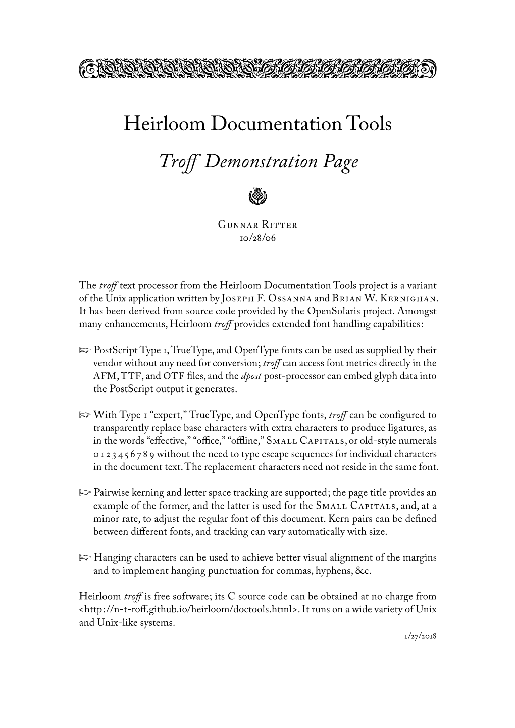 Heirloom Troff Demonstration Page