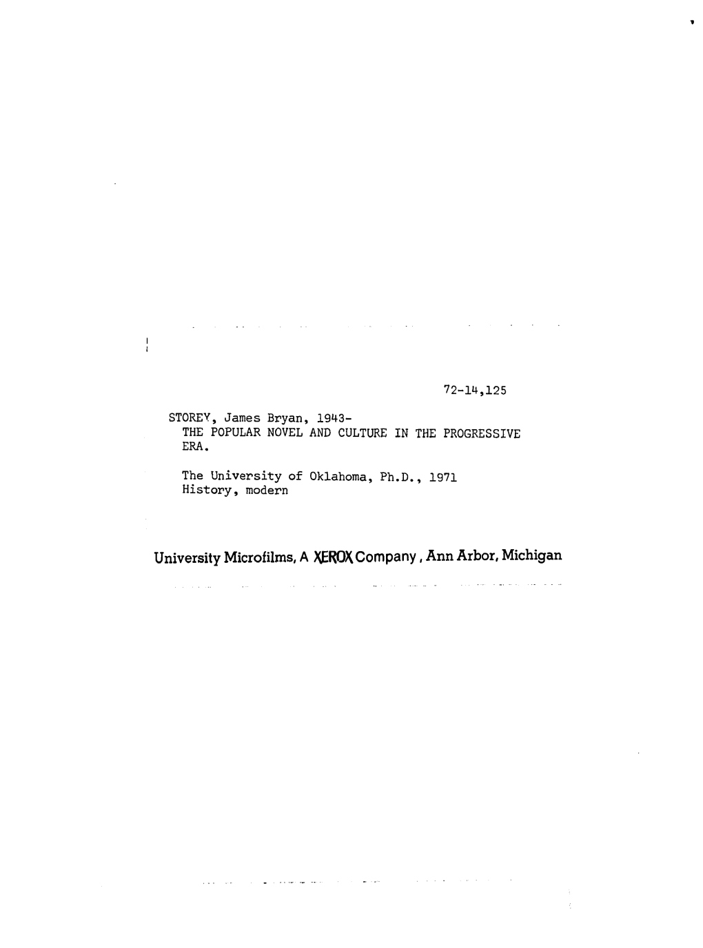 University Microfilms. a XEROX Company, Ann Arbor, Michigan the UNIVERSITY of Oklahoivla GRADUATE COLLEGE