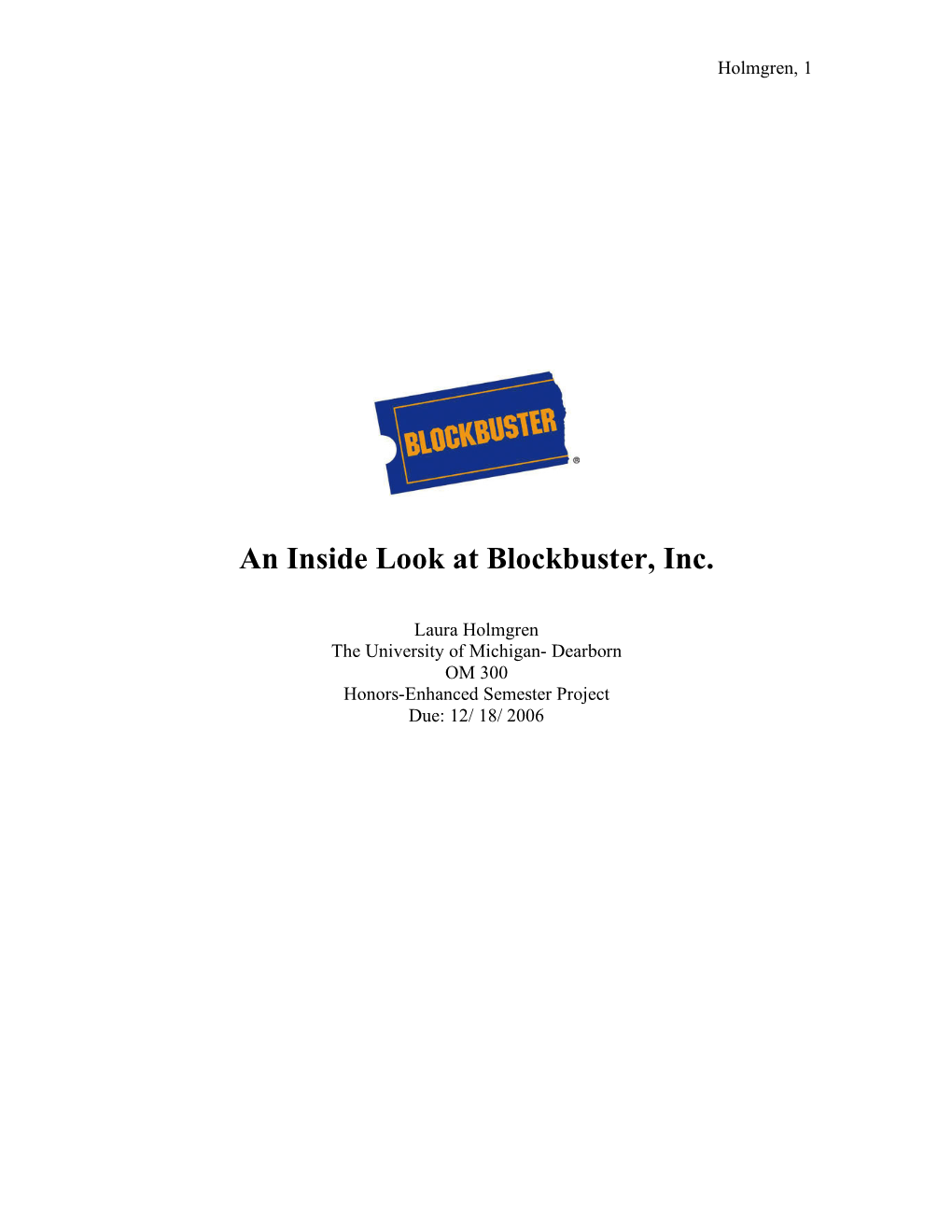 An Inside Look at Blockbuster, Inc