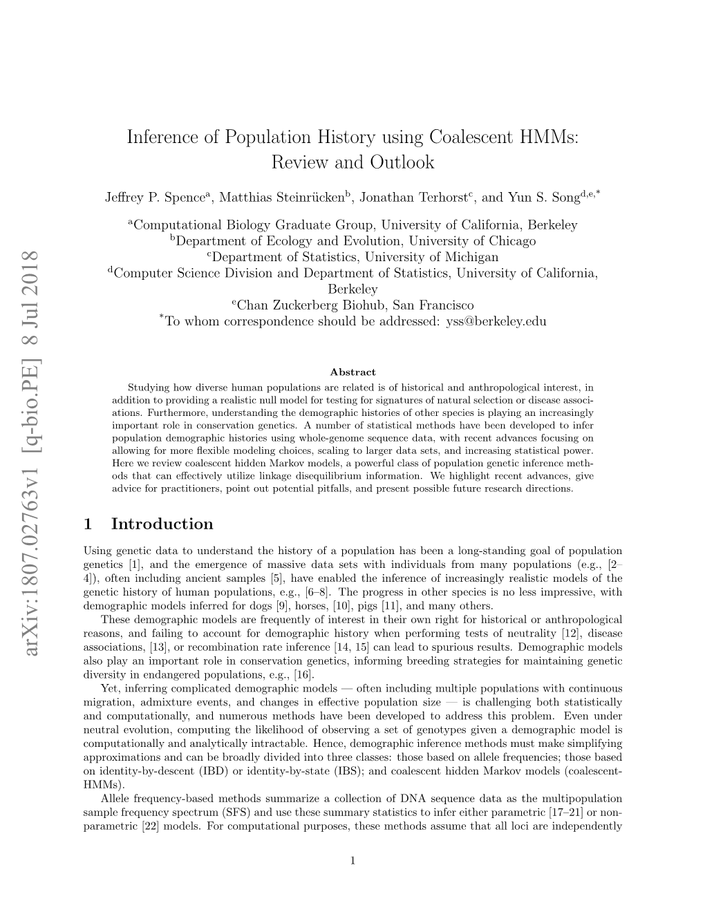 Inference of Population History Using Coalescent Hmms: Review and Outlook