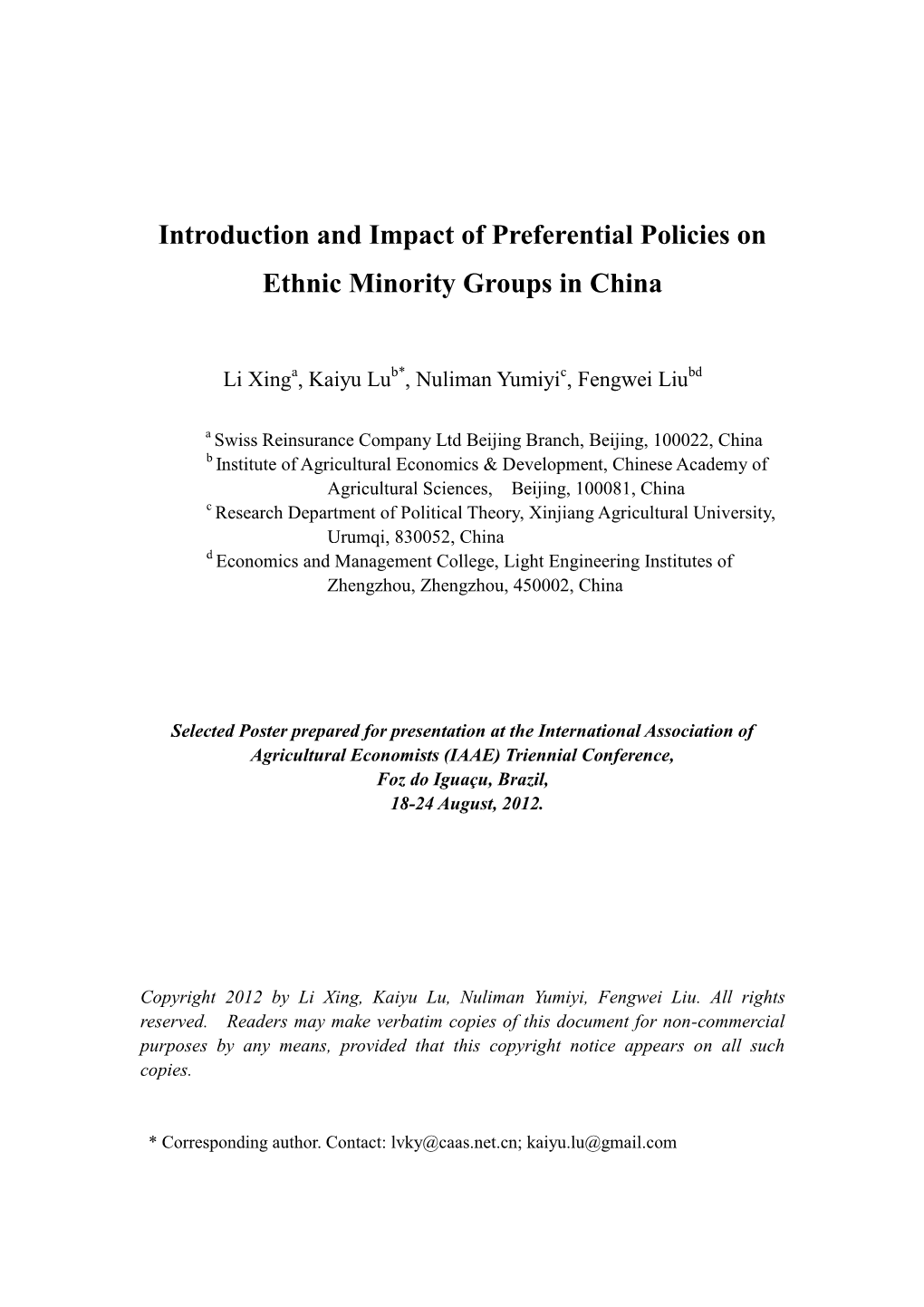 Introduction and Impact of Preferential Policies on Ethnic Minority Groups in China