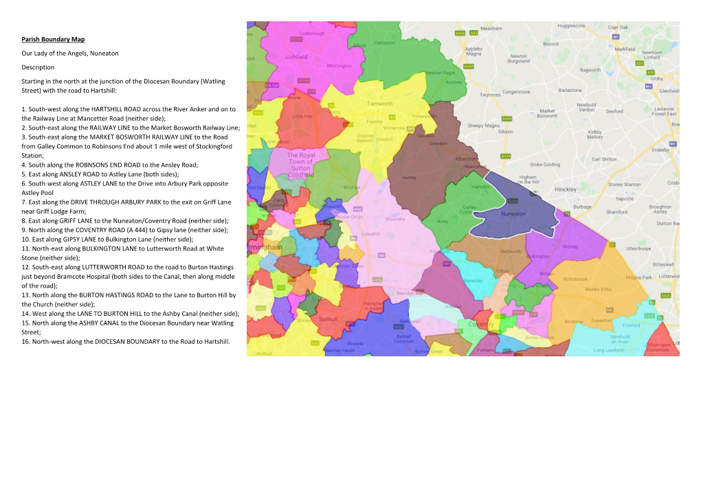 Parish Boundary Map Our Lady of the Angels, Nuneaton Description