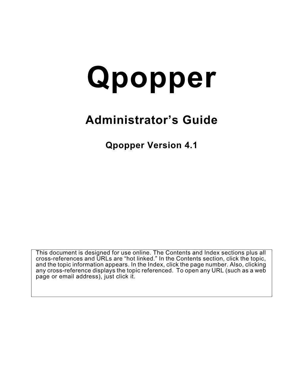 Qpopper Administrator's Guide
