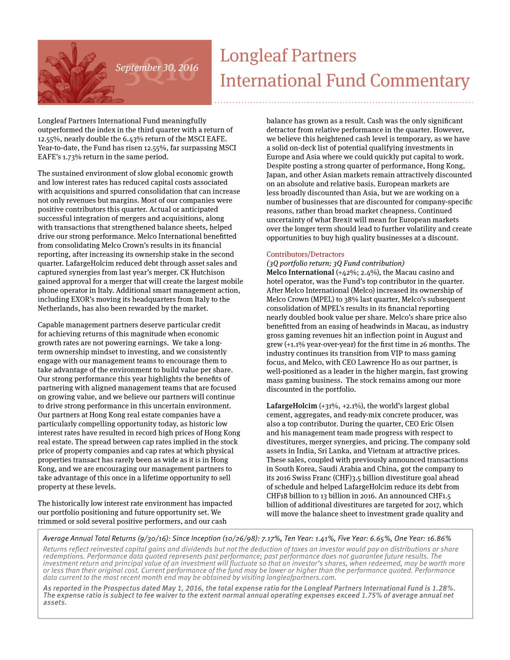 Longleaf Partners International Fund Commentary