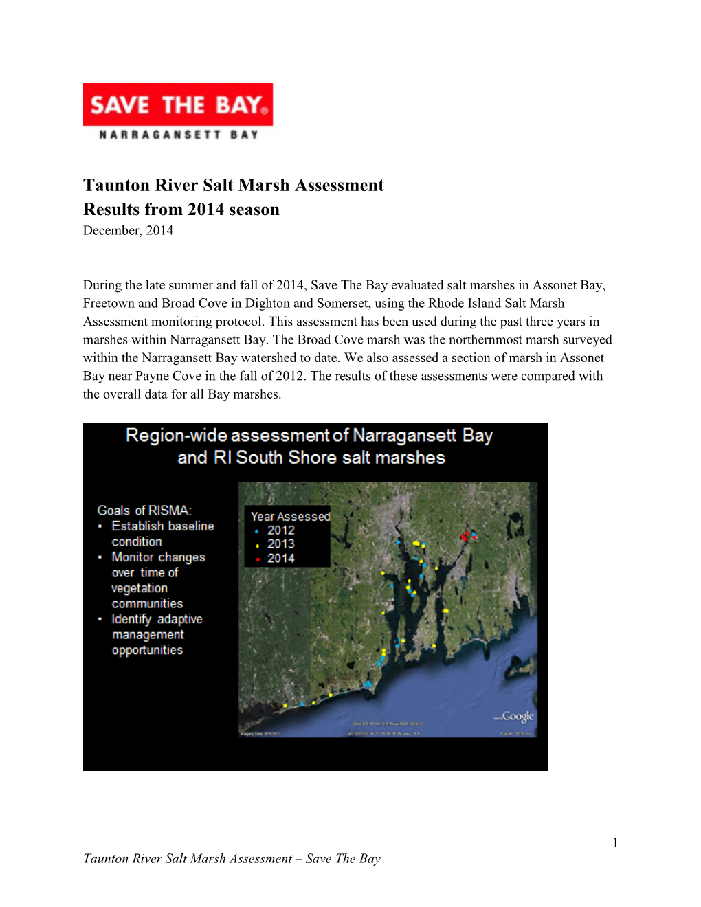 Save the Bay Taunton Salt Marsh Report