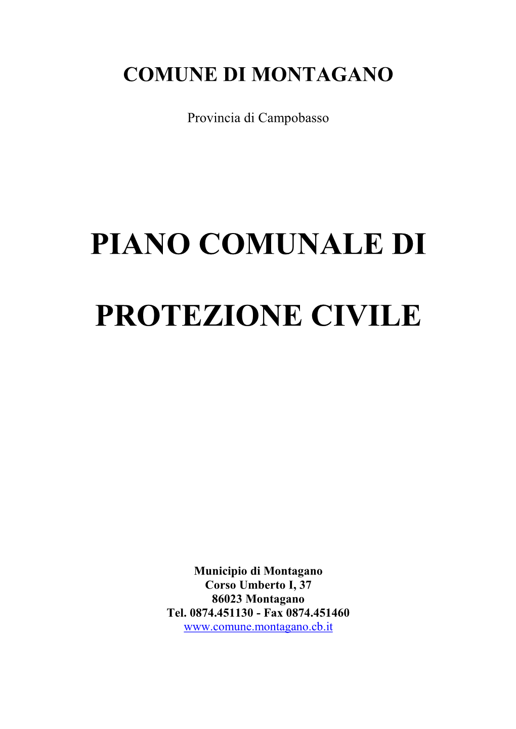 Piano Comunale Di Protezione Civile