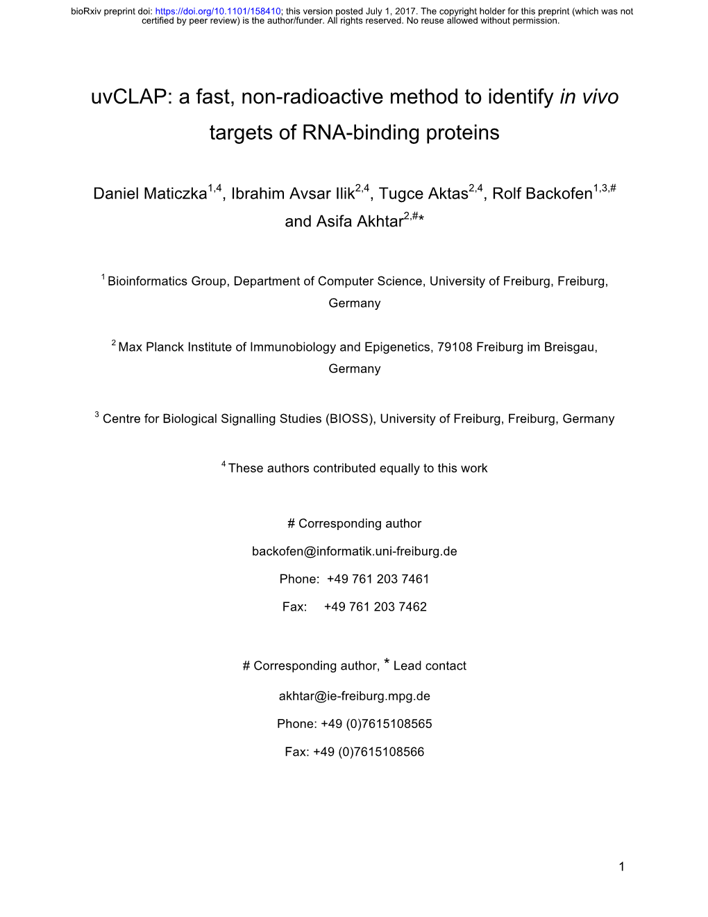 A Fast, Non-Radioactive Method to Identify in Vivo Targets of RNA-Binding Proteins