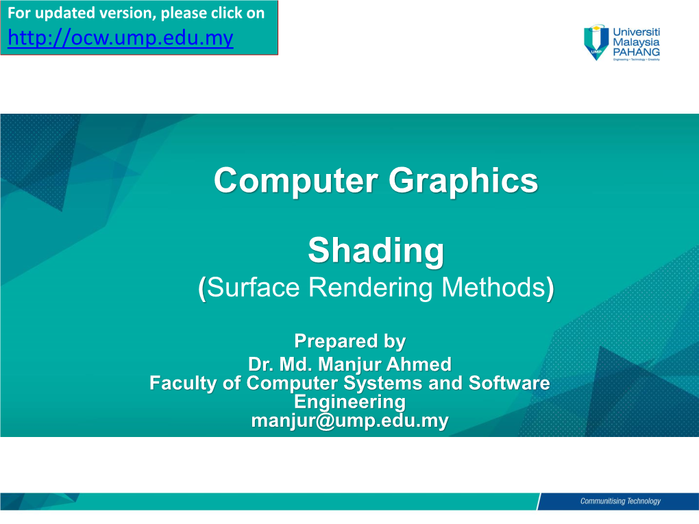 Computer Graphics Shading