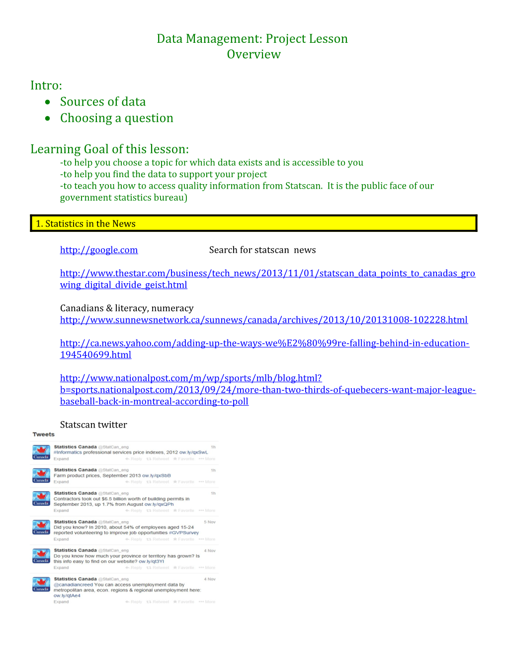 Data Management: E-STAT Lesson