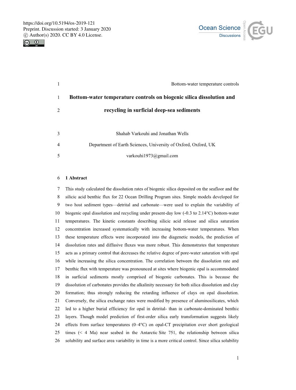 Bottom-Water Temperature Controls on Biogenic Silica Dissolution And