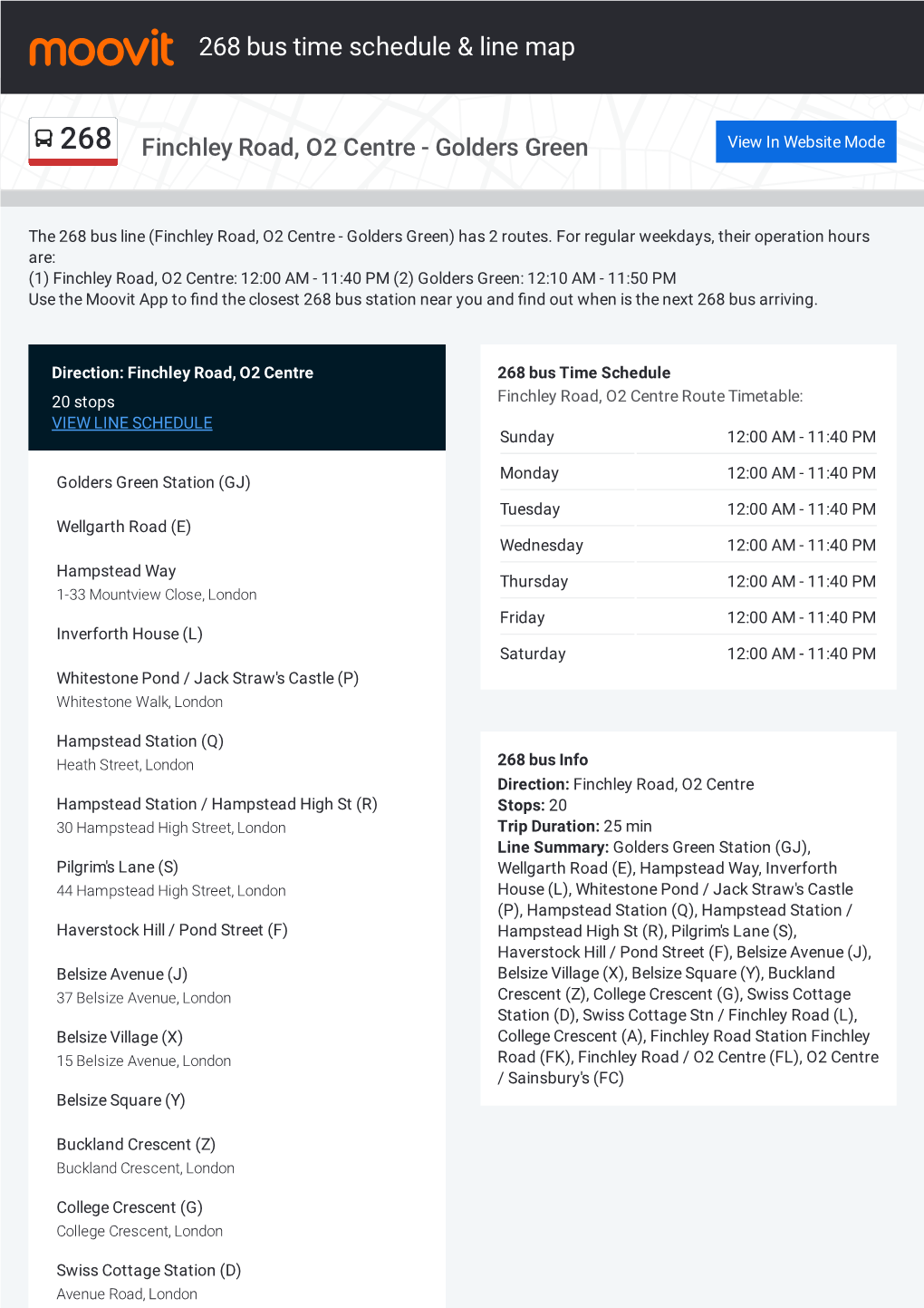 268 Bus Time Schedule & Line Route