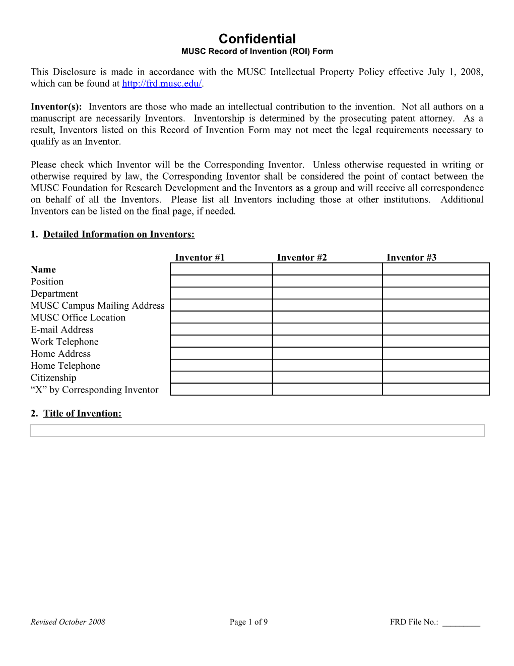 IPC-Invention Disclosure Form