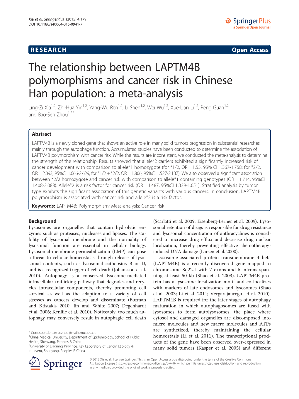 The Relationship Between LAPTM4B Polymorphisms and Cancer Risk In