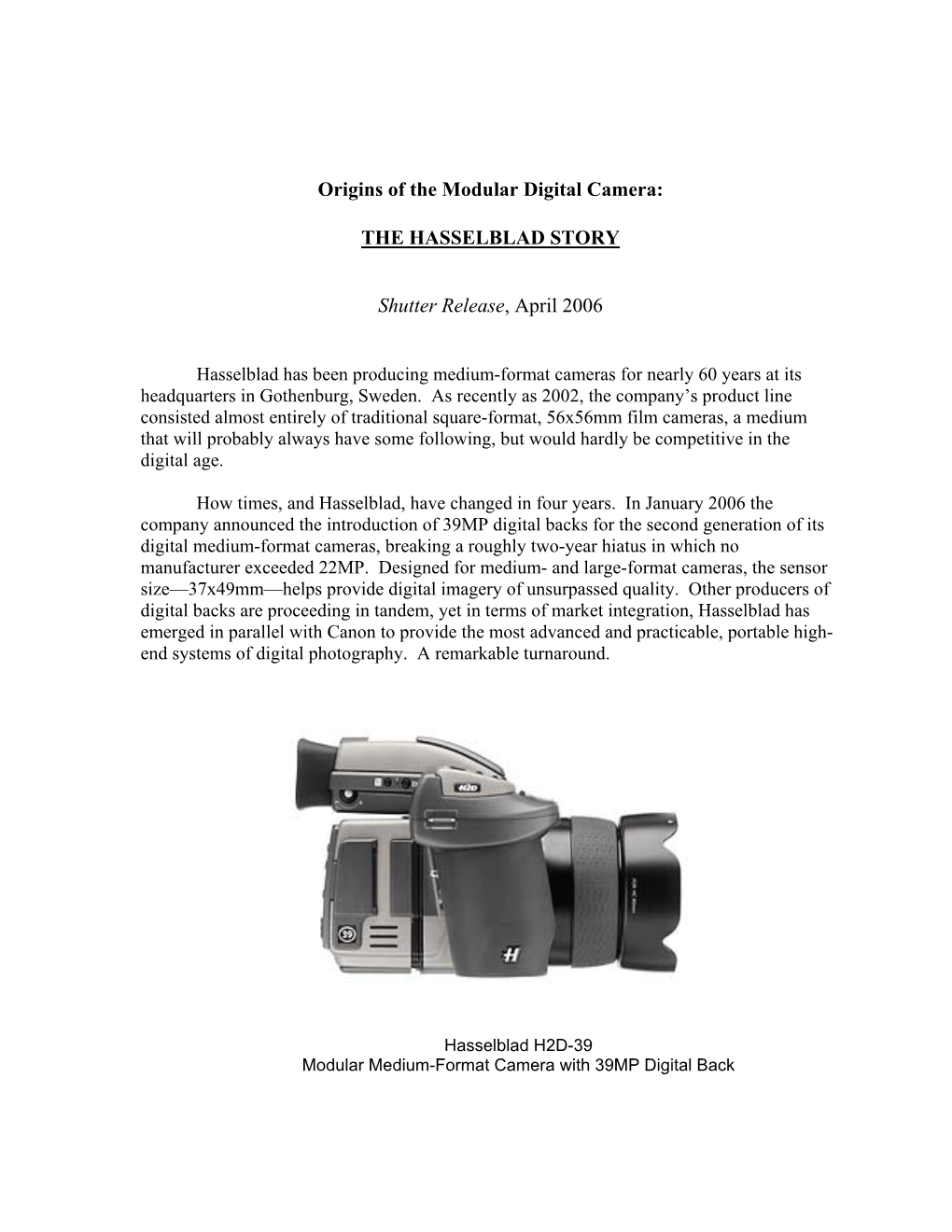 The Hasselblad Story