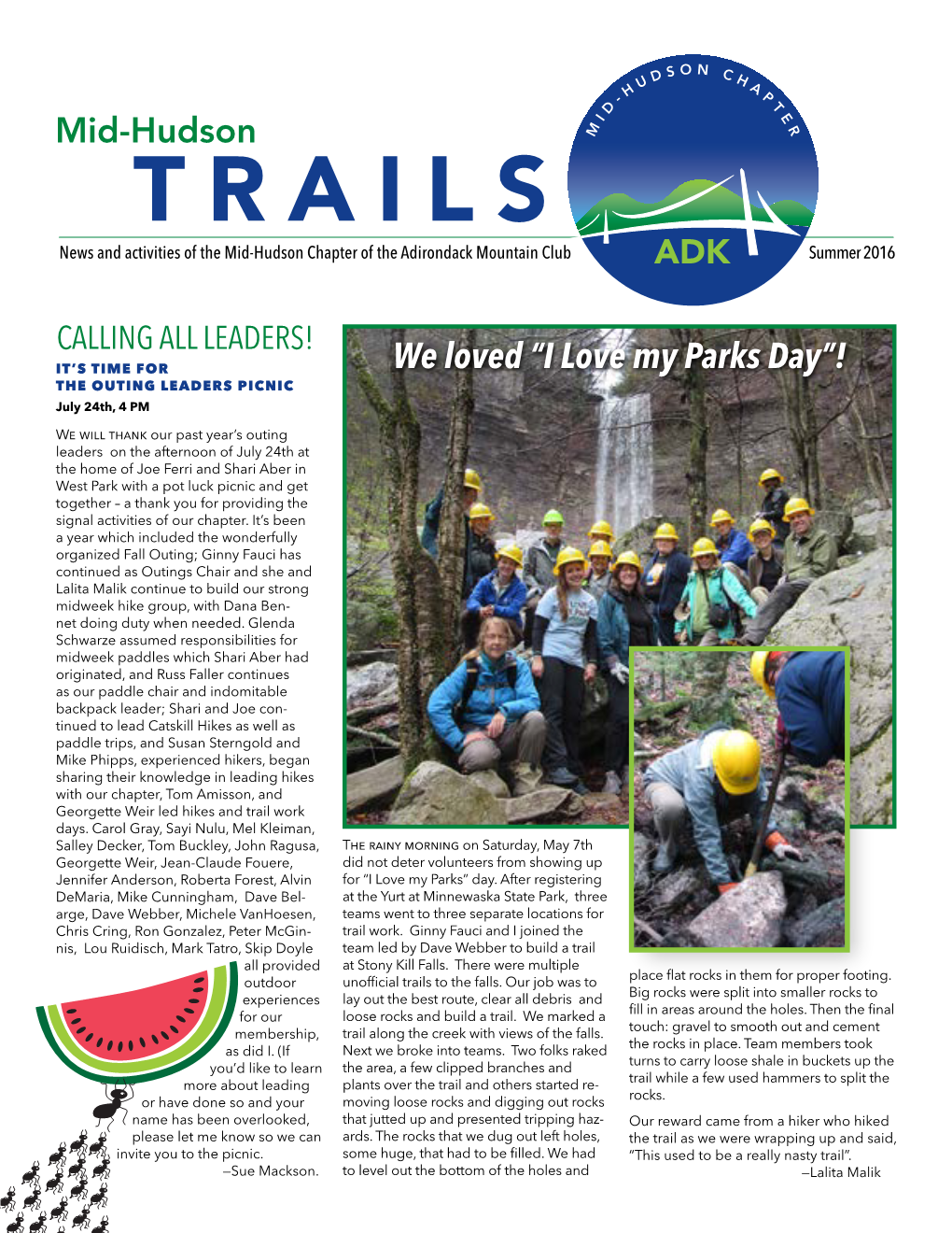 TRAILS of the Mid-Hudson Chapter of the Adirondack Mountain Club ADK Summer 2016