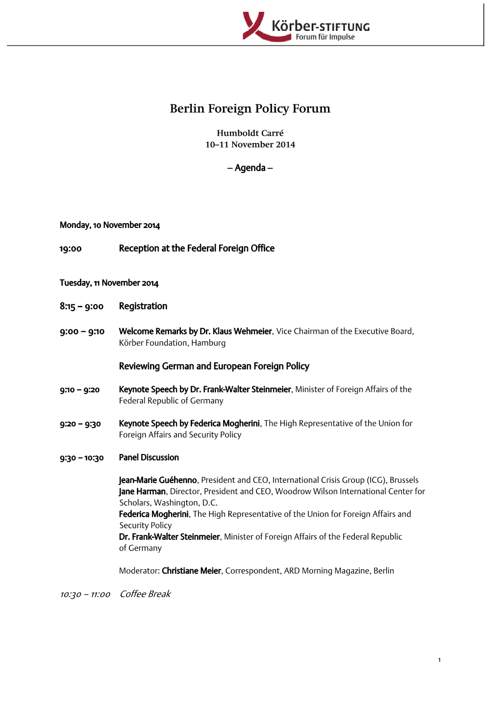 Berlin Foreign Policy Forum