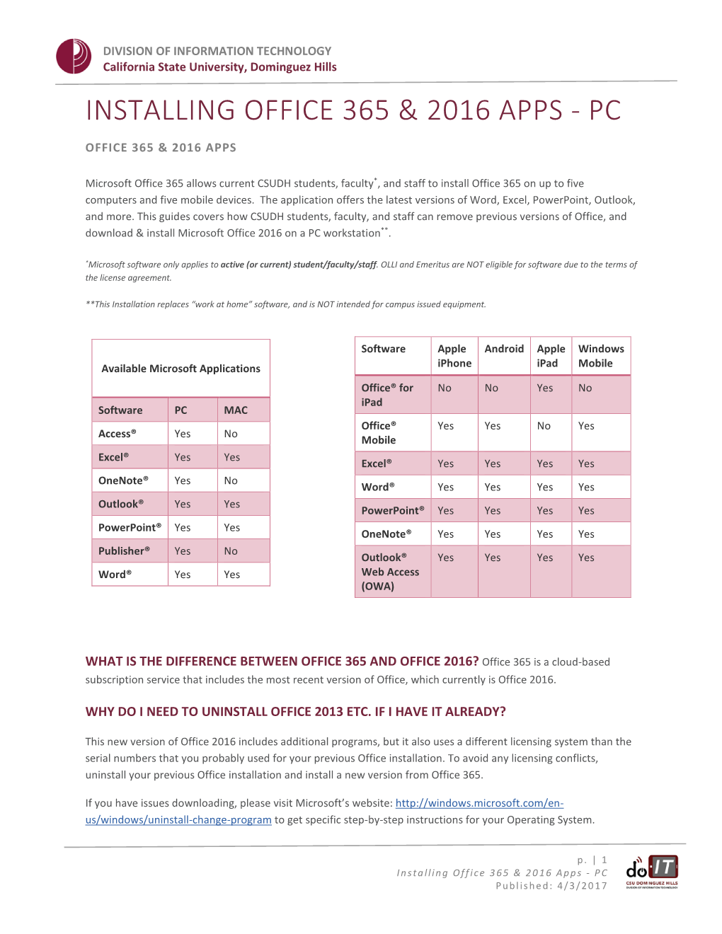 Installing Office 365 & 2016 Apps