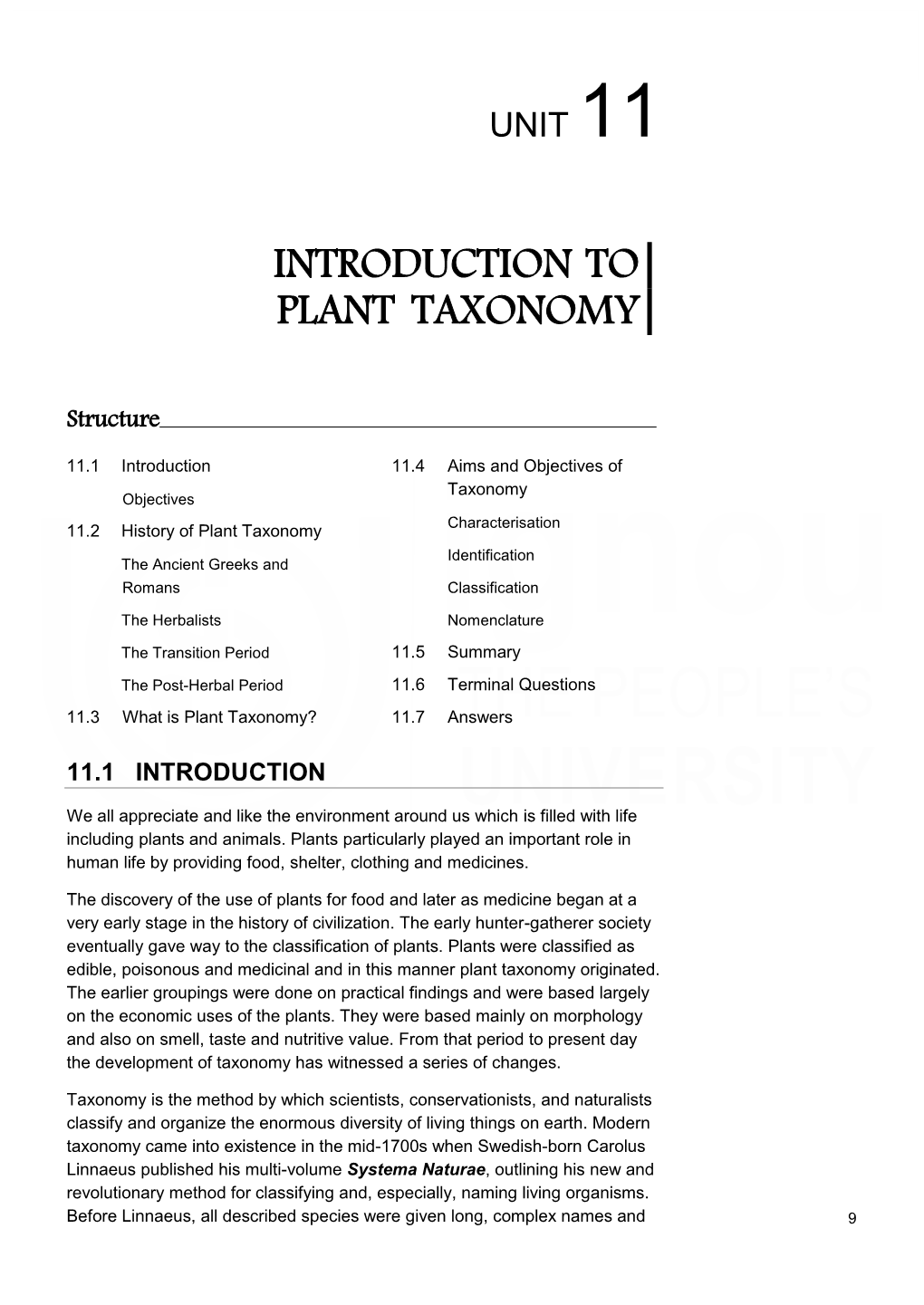 Introduction to Plant Taxonomy