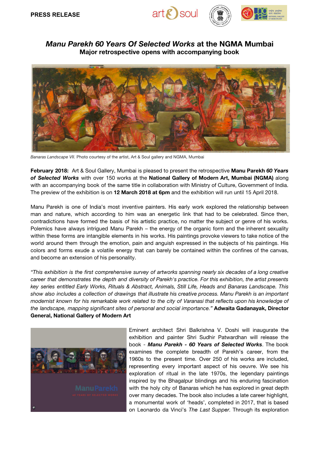 Manu Parekh 60 Years of Selected Works​ at the NGMA Mumbai