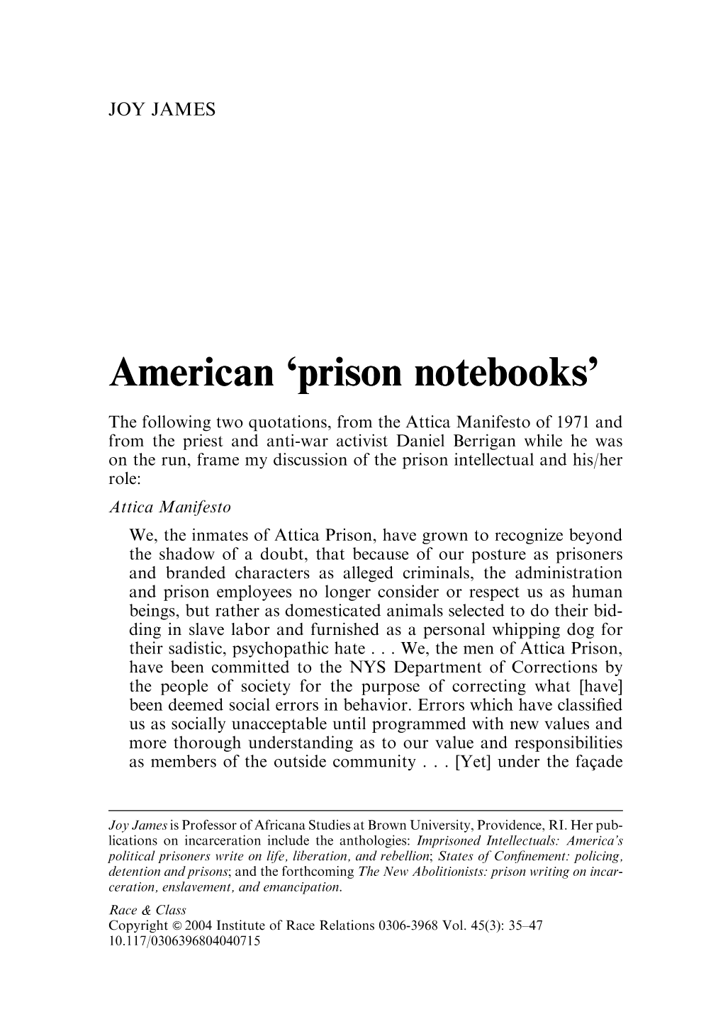 American 'Prison Notebooks'