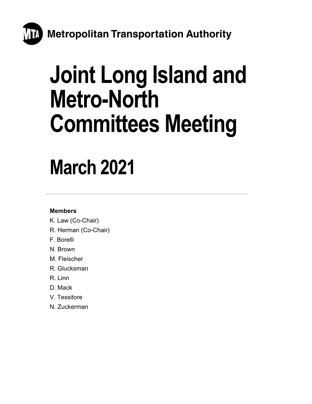 Joint Long Island and Metro-North Committees Meeting