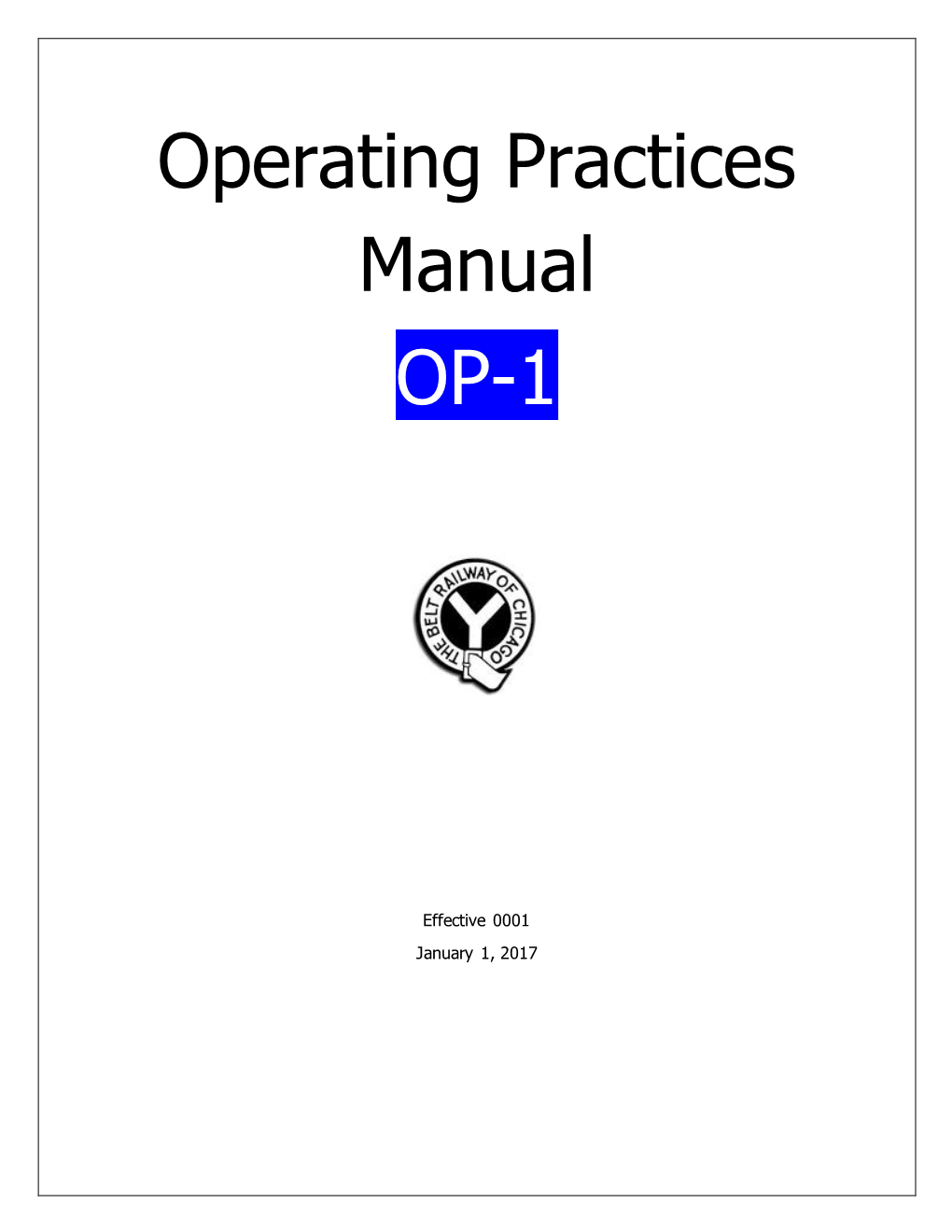 Operating Practices Manual OP-1