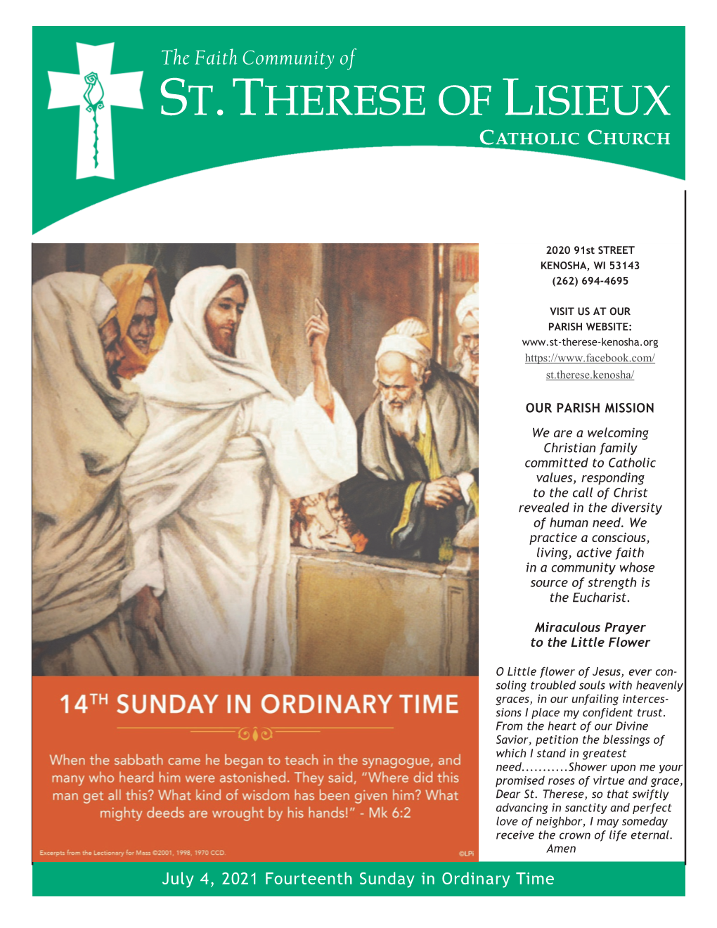 St. Therese Parish Bulletin July 4, 2021