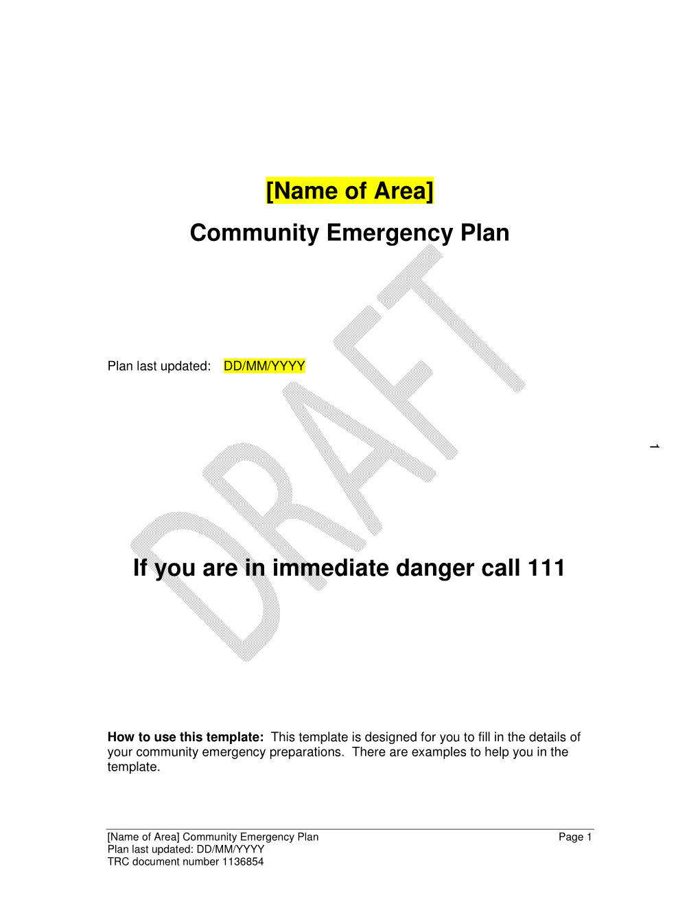 Community Emergency Plan