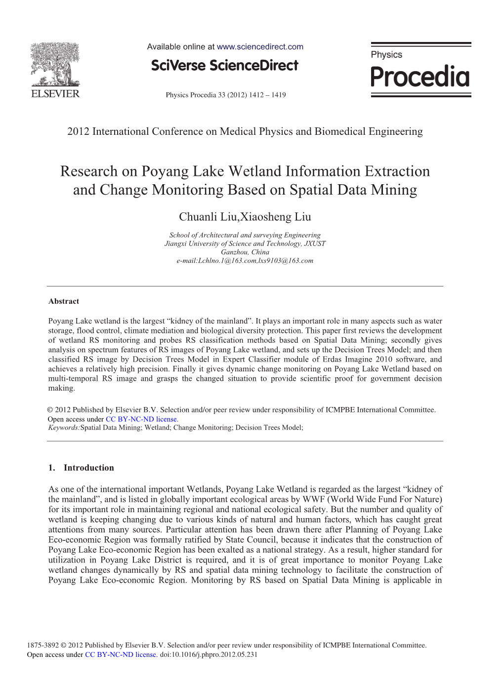 Research on Poyang Lake Wetland Information Extraction and Change Monitoring Based on Spatial Data Mining