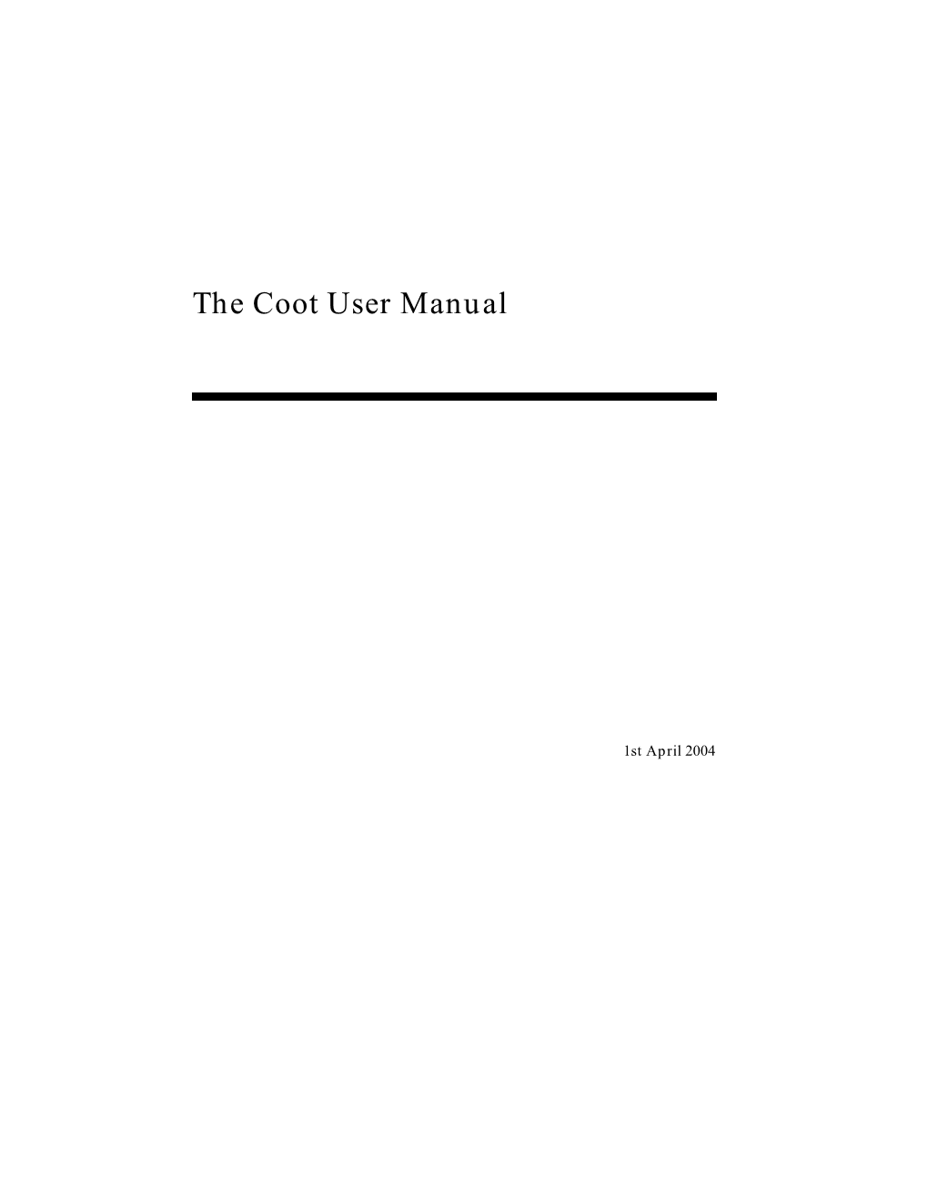 The Coot User Manual