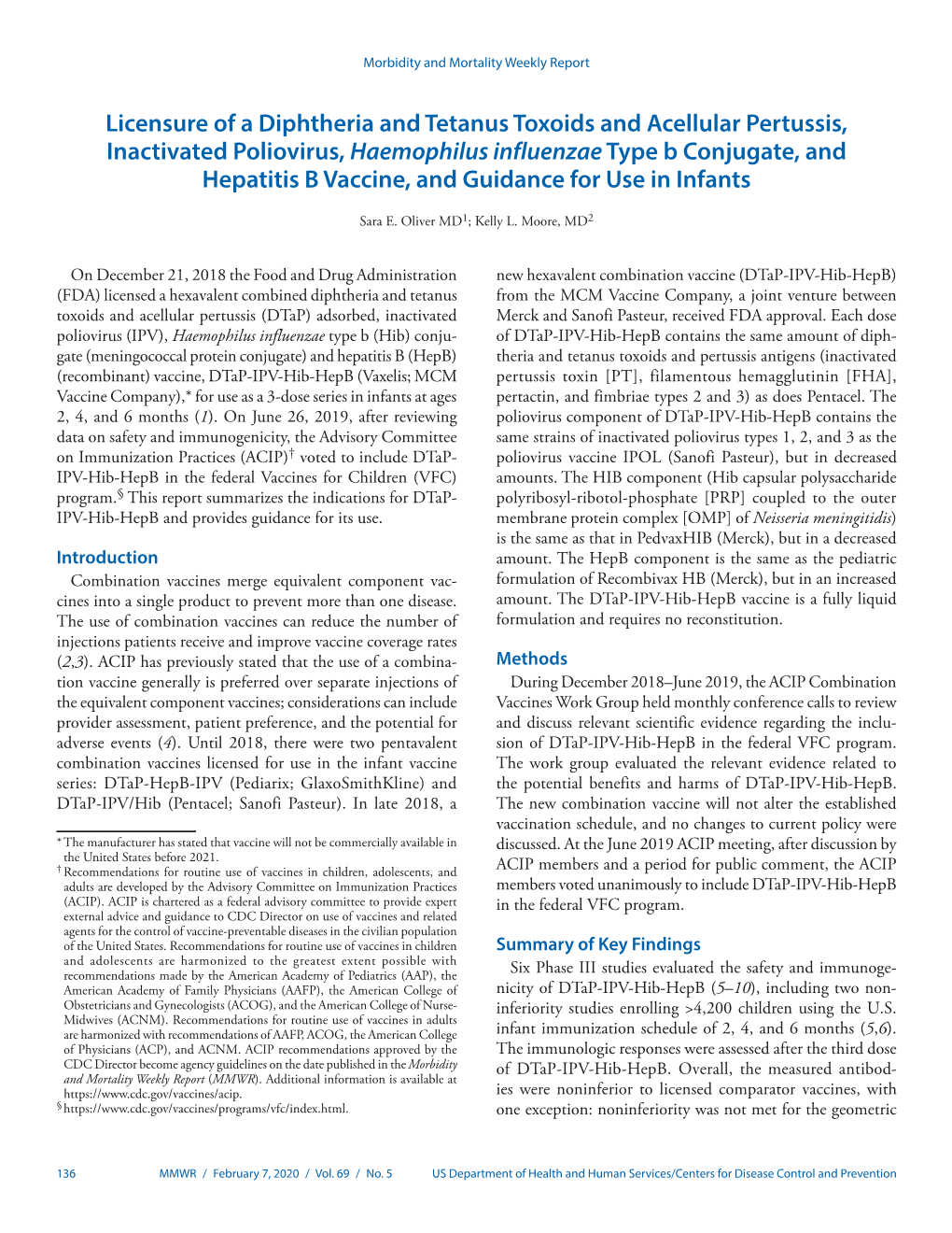 Licensure of a Diphtheria and Tetanus Toxoids and Acellular Pertussis