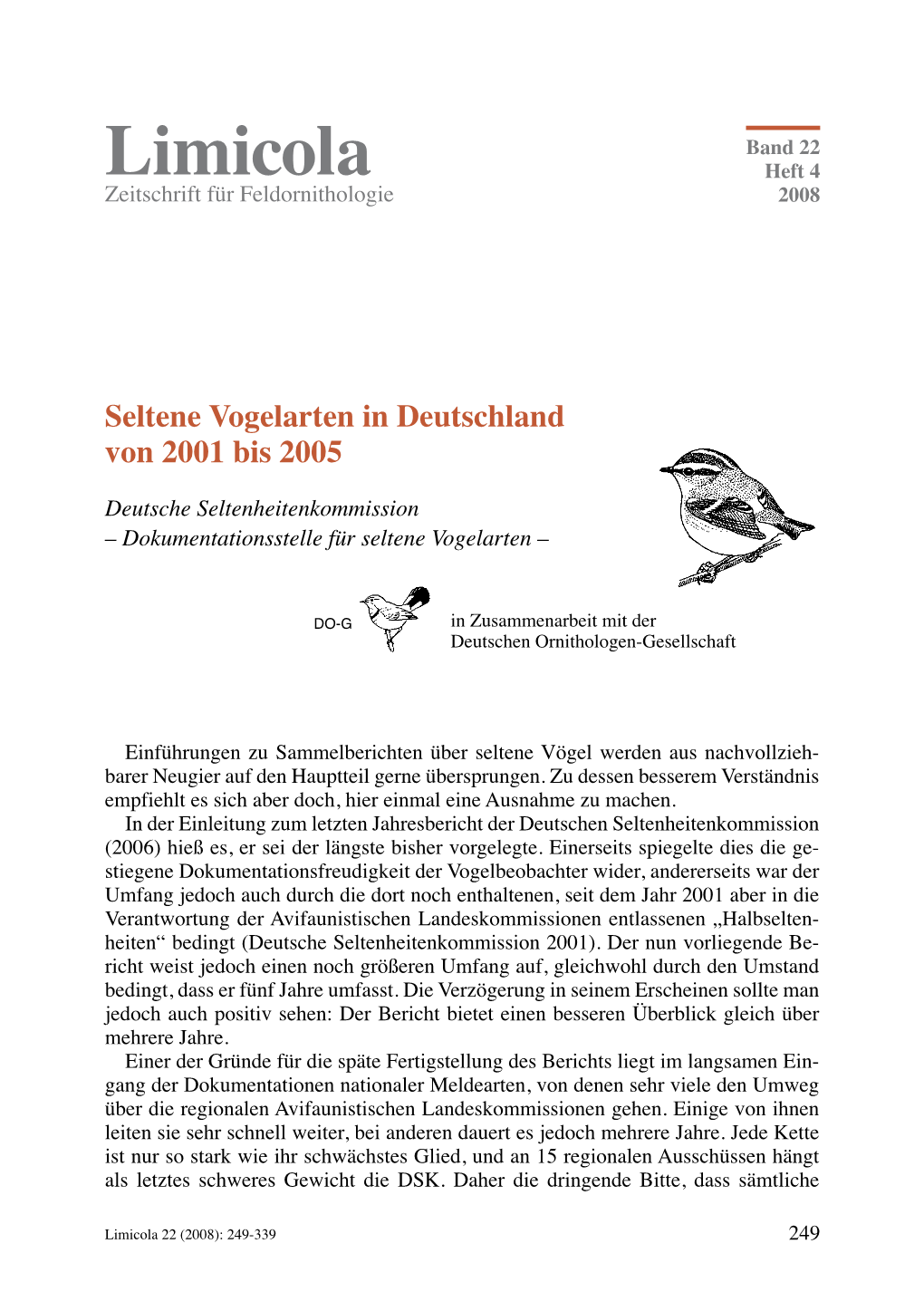 Seltene Vogelarten in Deutschland Von 2001 Bis 2005