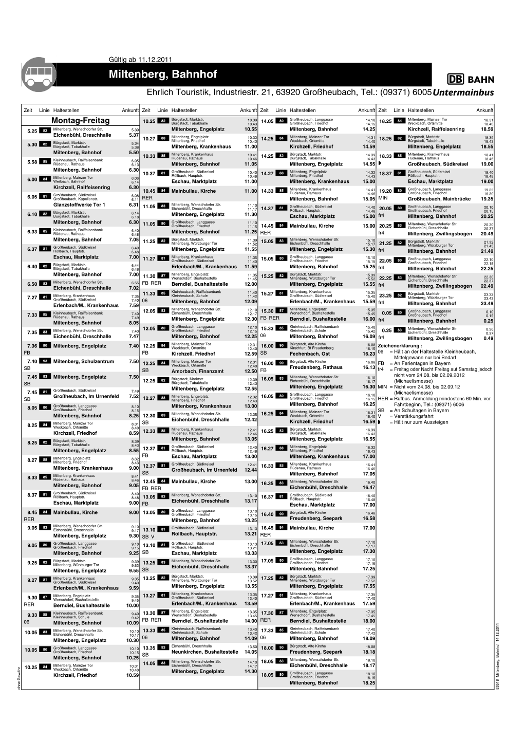 Abfahrtsplan@Miltenberg, Bahnhof@80\Hin