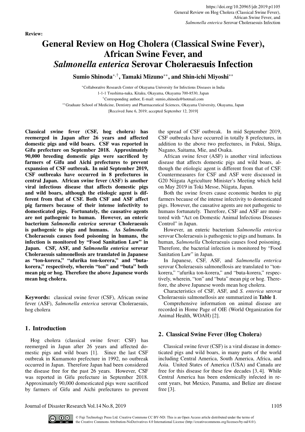 African Swine Fever, and Salmonella Enterica Serovar Choleraesuis Infection