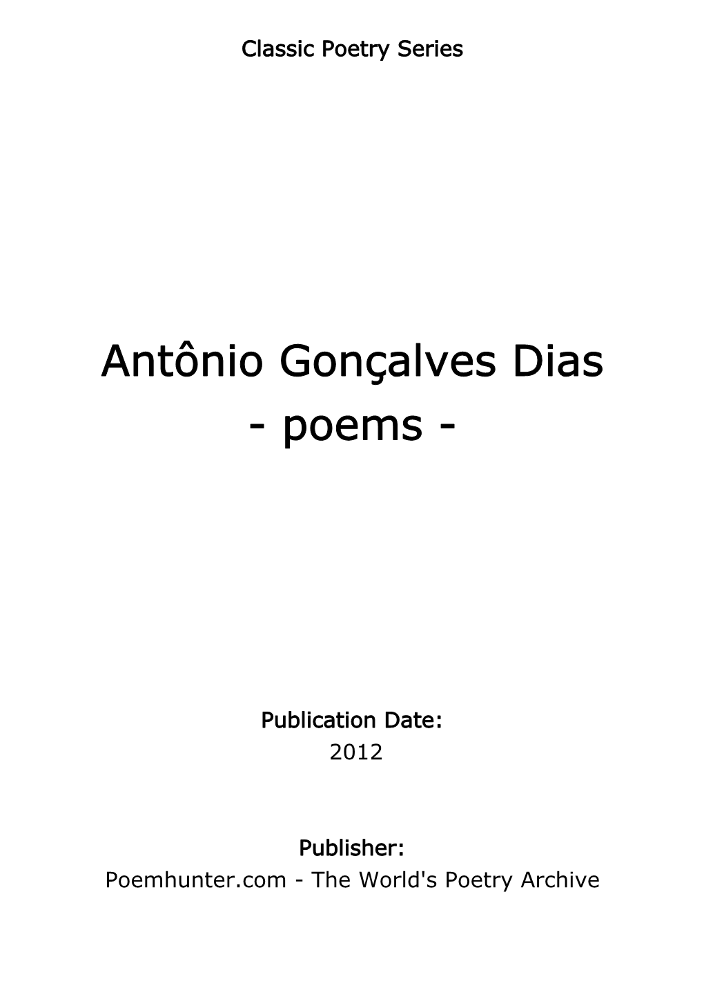 Antônio Gonçalves Dias - Poems