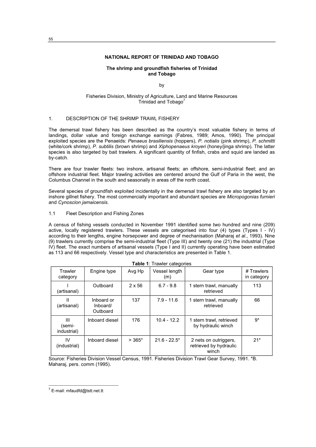 The Shrimp and Groundfish Fisheries of Trinidad and Tobago