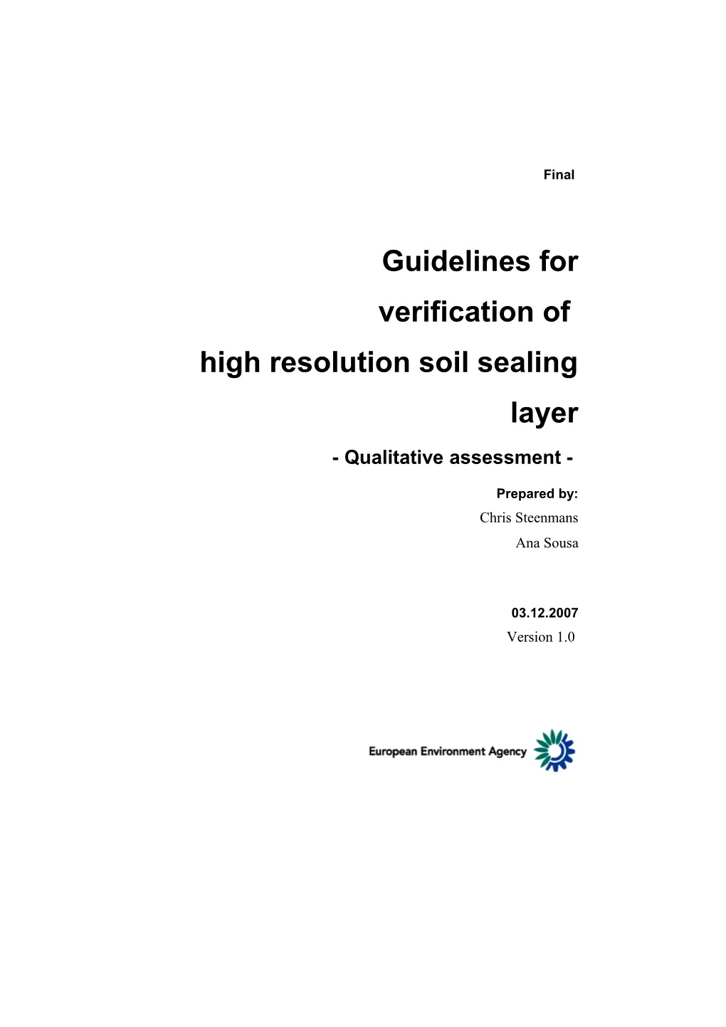 Qualitative Assessment HR Soil Sealing Layer