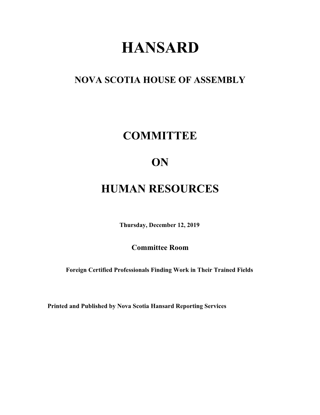 Committee on Human Resources