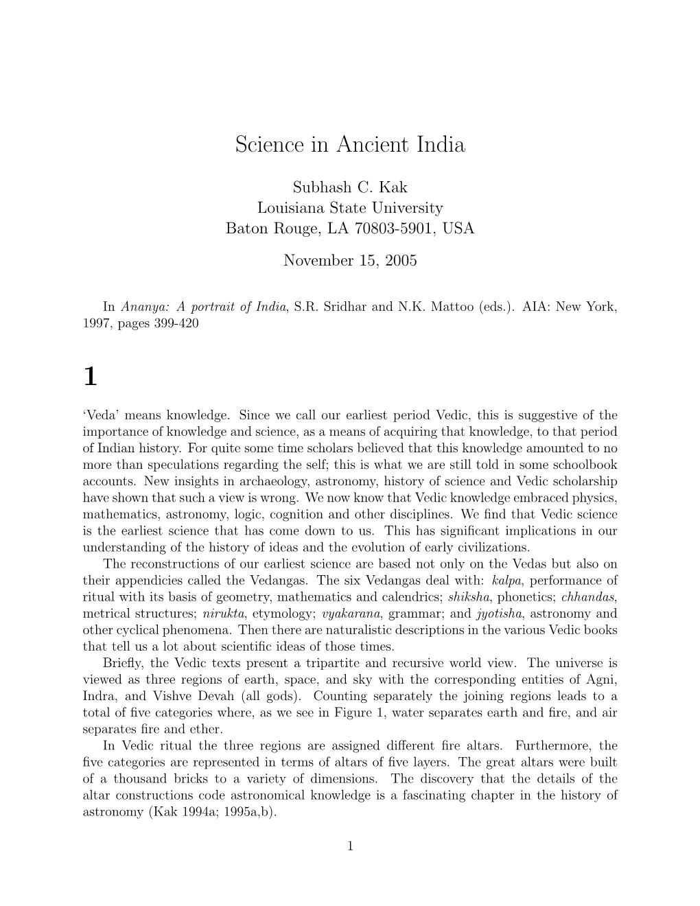 Science in Ancient India