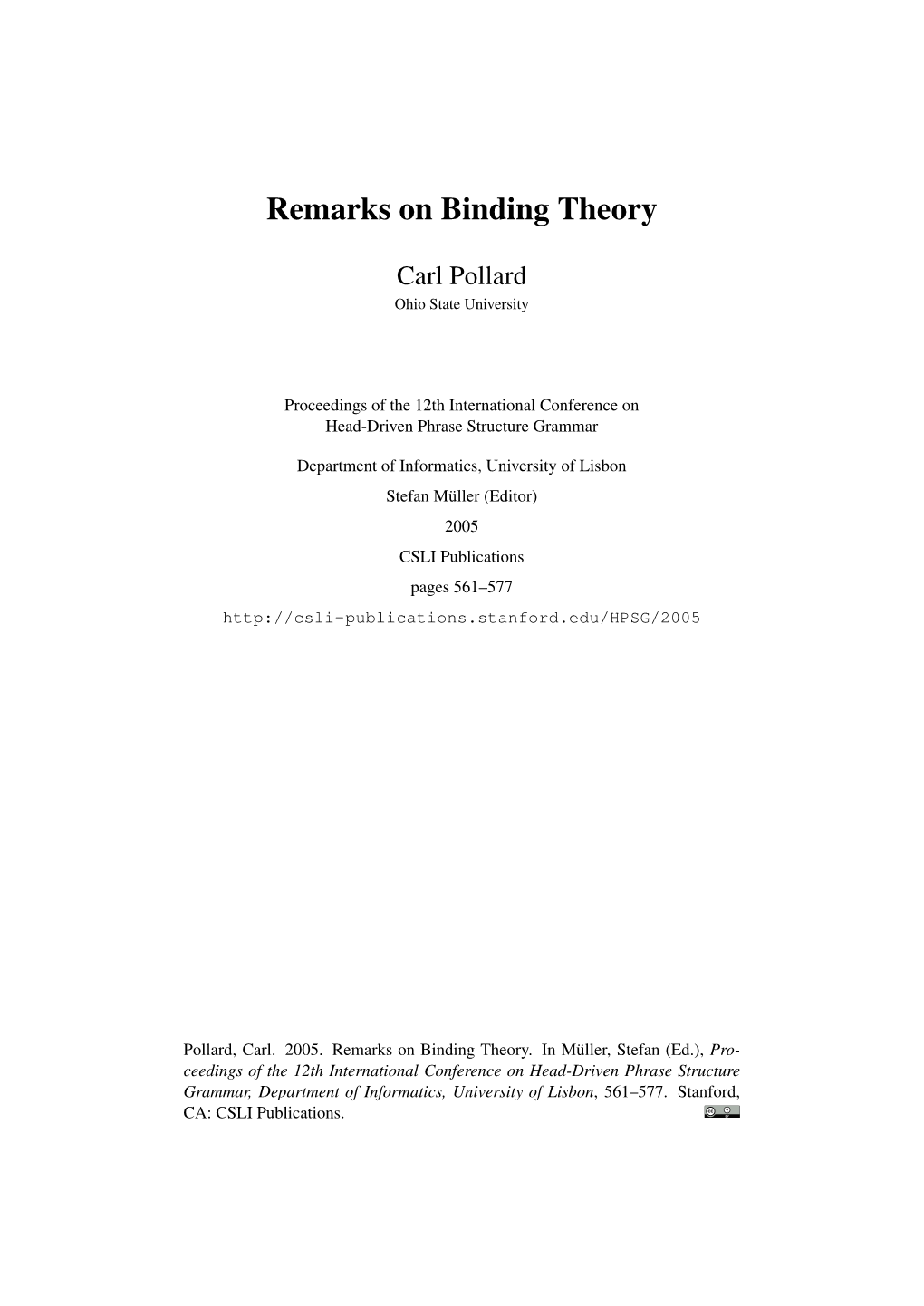 Remarks on Binding Theory