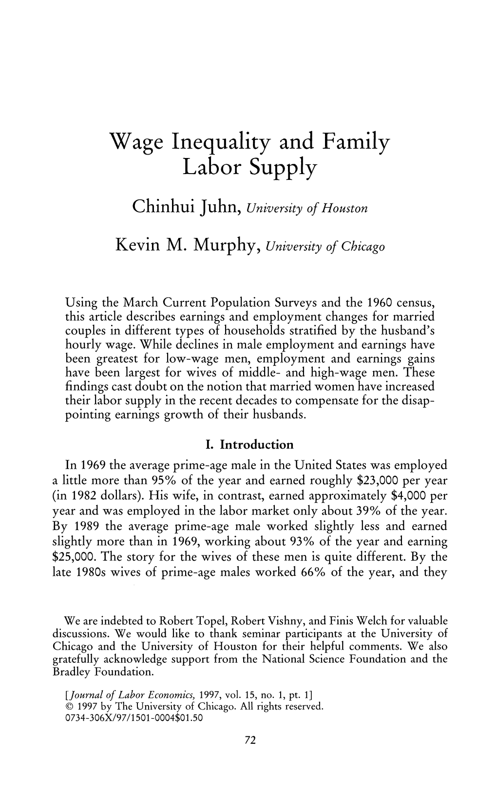 Wage Inequality and Family Labor Supply