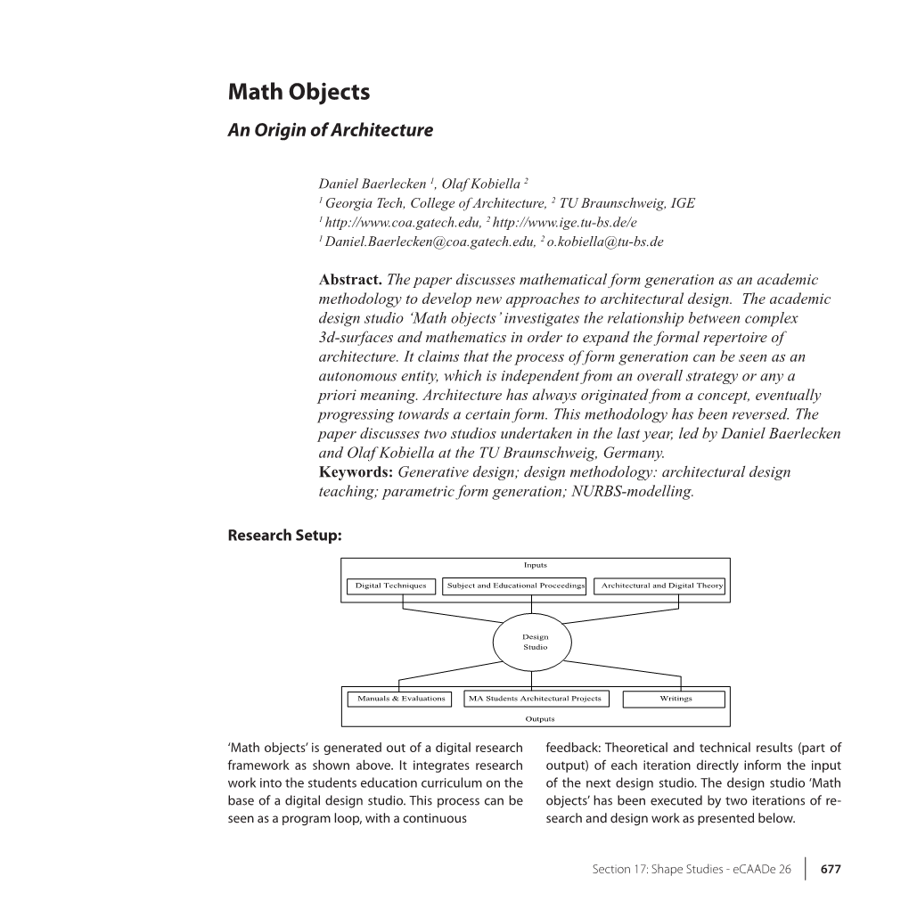 Math Objects an Origin of Architecture