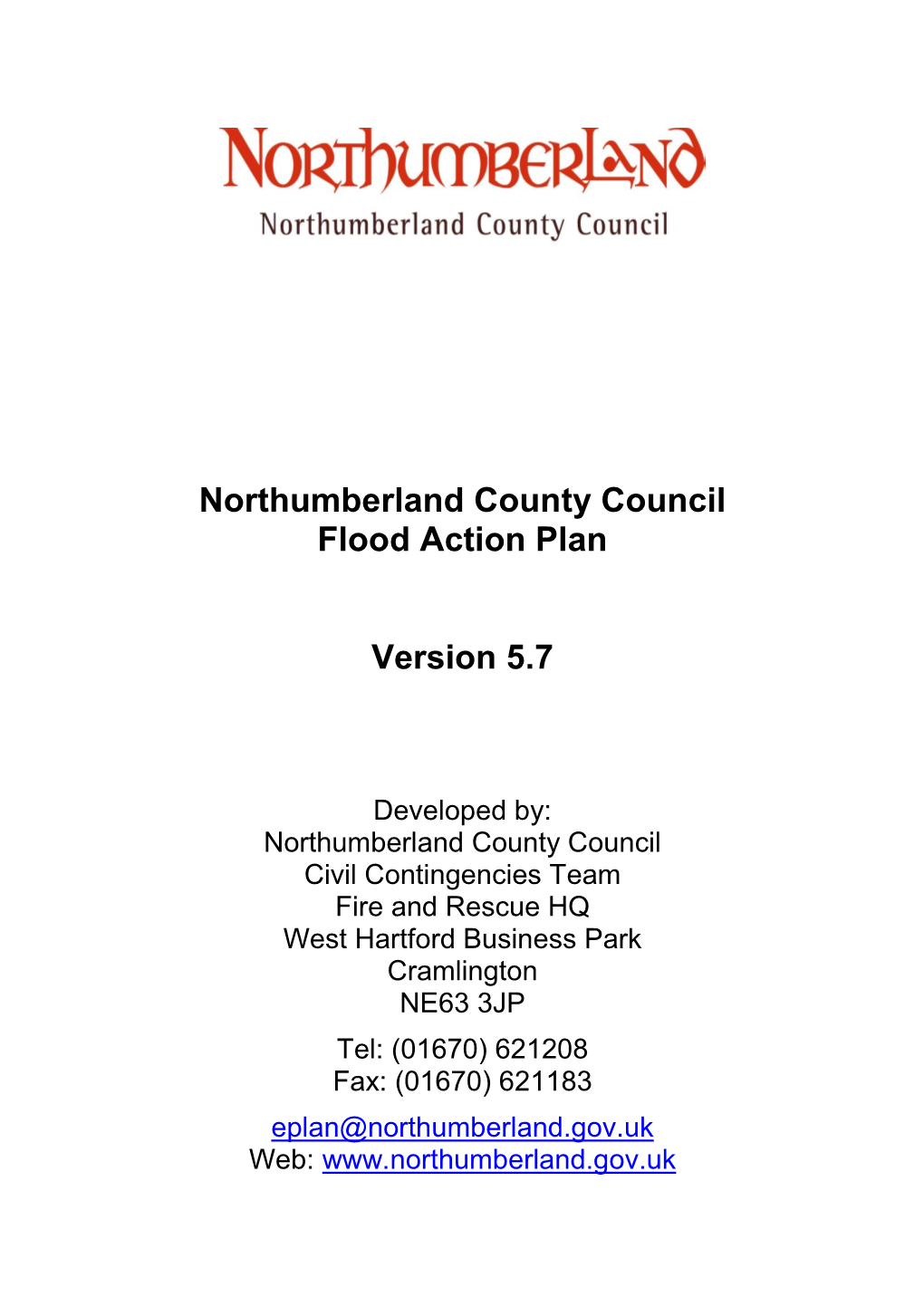 Northumberland Multi Agency Flood Action Plan