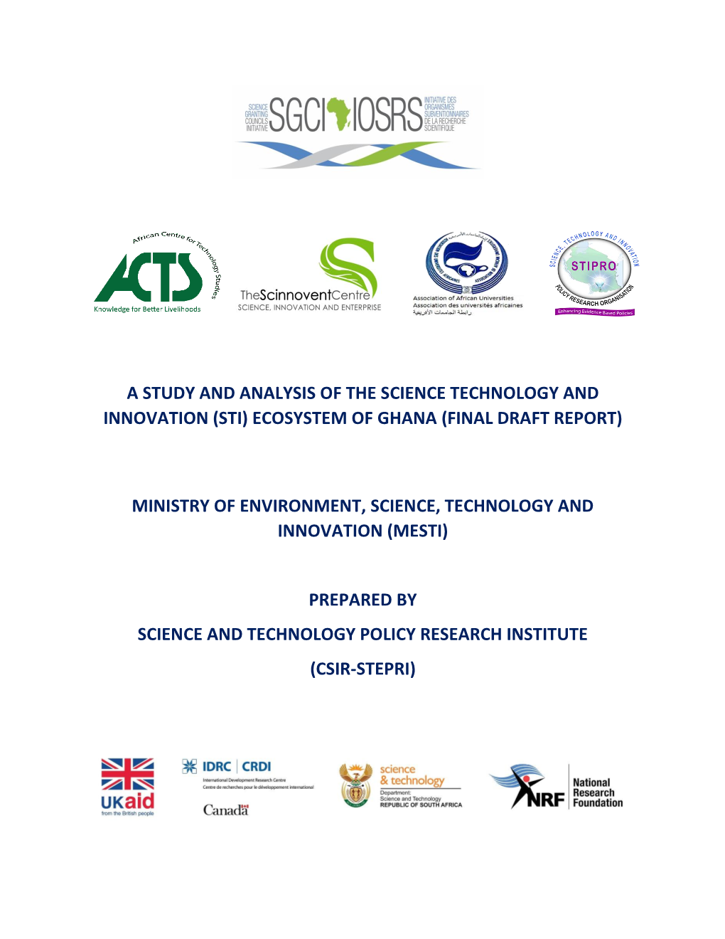 Sti) Ecosystem of Ghana (Final Draft Report