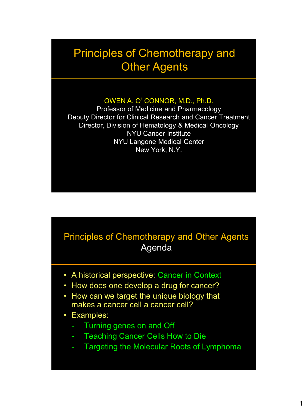 Principles of Chemotherapy and Other Agents