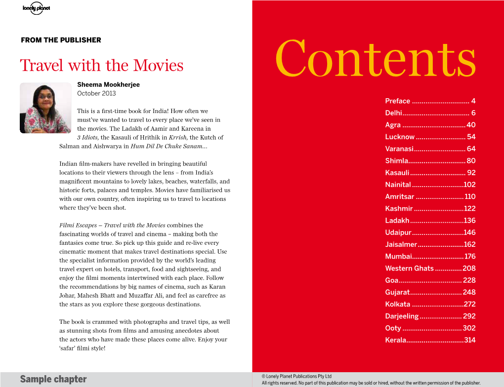 Travel with the Movies Sheema Mookherjee Contents October 2013 Preface