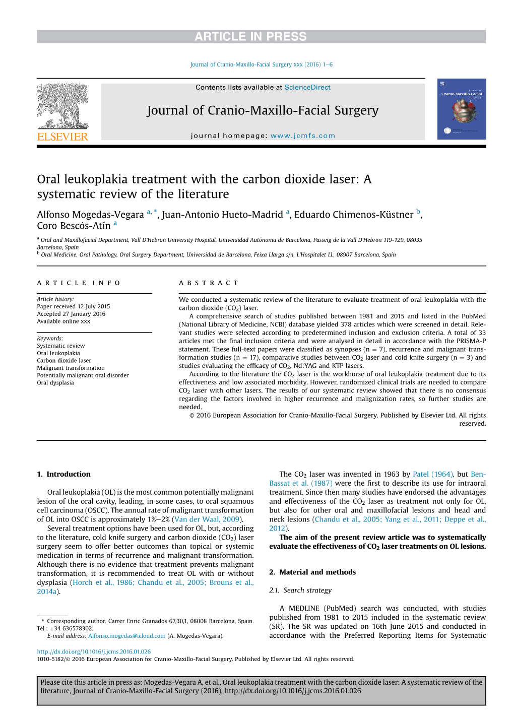 Oral Leukoplakia Treatment with the Carbon Dioxide Laser: a Systematic Review of the Literature