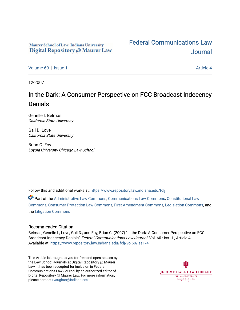 In the Dark: a Consumer Perspective on FCC Broadcast Indecency Denials