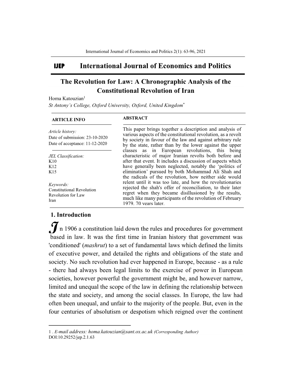 IJEP International Journal of Economics and Politics