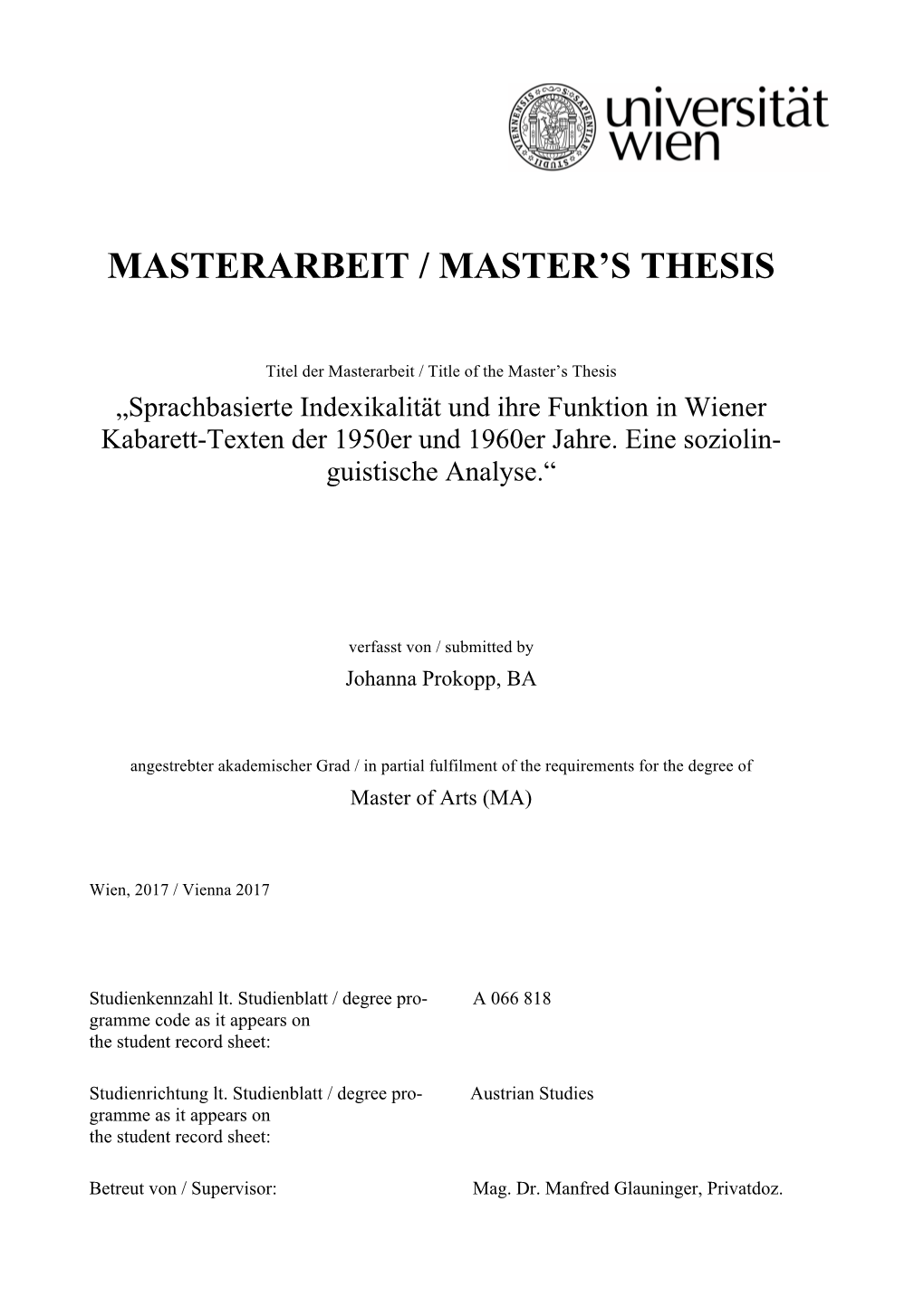 Masterarbeit / Master's Thesis